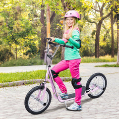 Kozy Stunt Scooter, Kids Scooter with 16" Big Wheels, Adjustable Height, Dual Brakes, for Ages 5+ Years, Black
