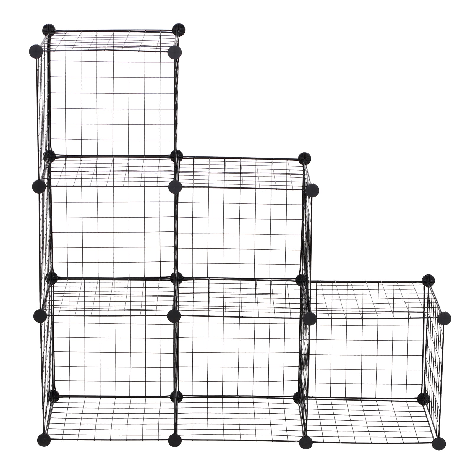 HOMCOM Interlocking 6 Cube Metal Wire Storage Rack, DIY Cabinet for Living Room, Display Shelves, Black