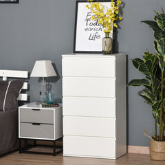 Kozy Chest of Drawers, 5 Drawers Storage Cabinet Floor Tower Cupboard for Bedroom Living Room, White