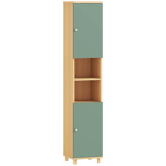 Kozy Bathroom Cabinet with Adjustable Shelves and Open Shelves - Green