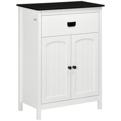 Kozy Bathroom Cabinet, Bathroom Storage Unit with Drawer, Double Door Cabinet, Adjustable Shelf for Living Room, White