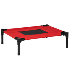 Kozy Raised Dog Bed Cat Elevated Lifted Portable Camping w/ Metal Frame Black and Red (Small)