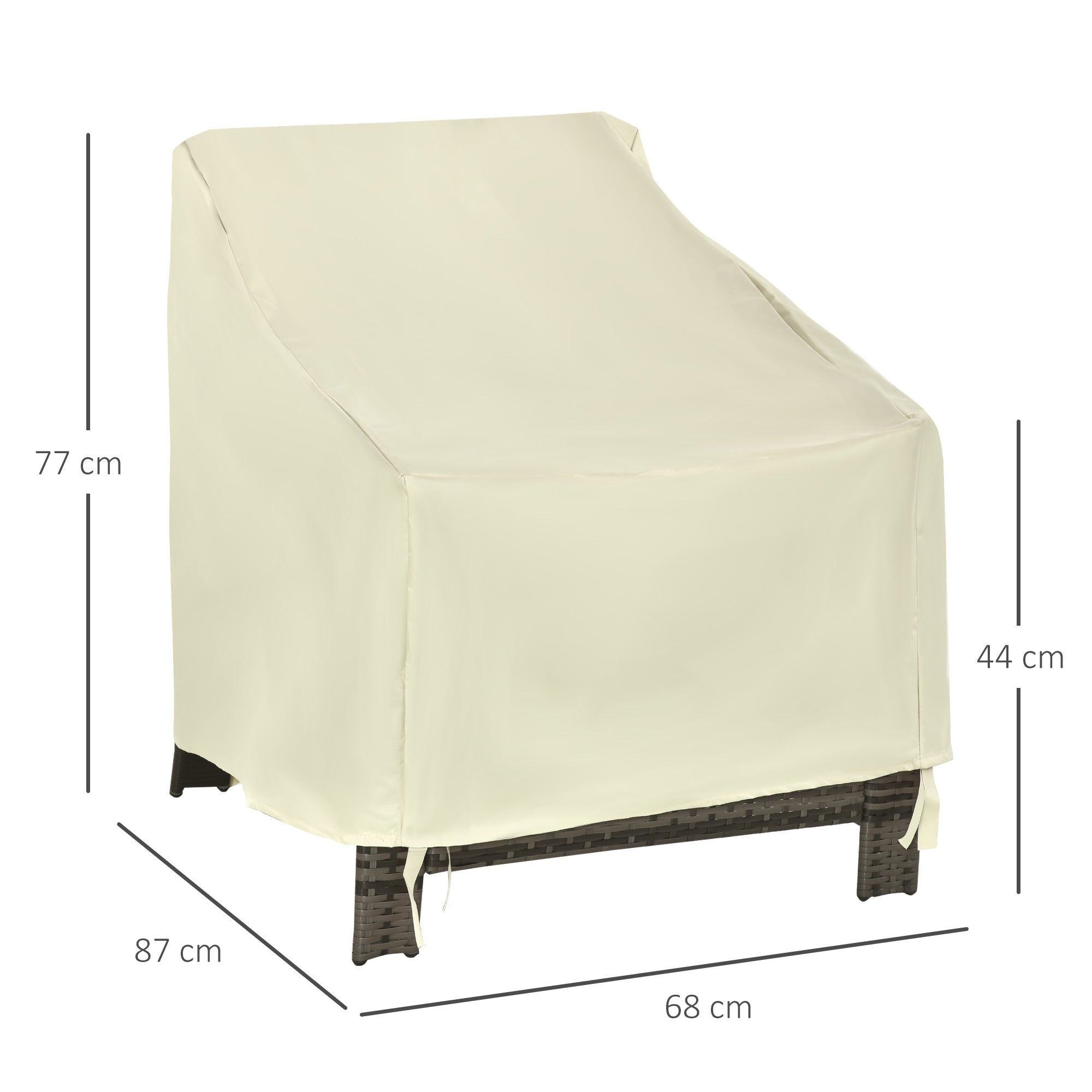 Kozy 600D Oxford Cloth Furniture Cover Single Chair Garden Patio Outdoor Protector Waterproof 68x87x44-77cm