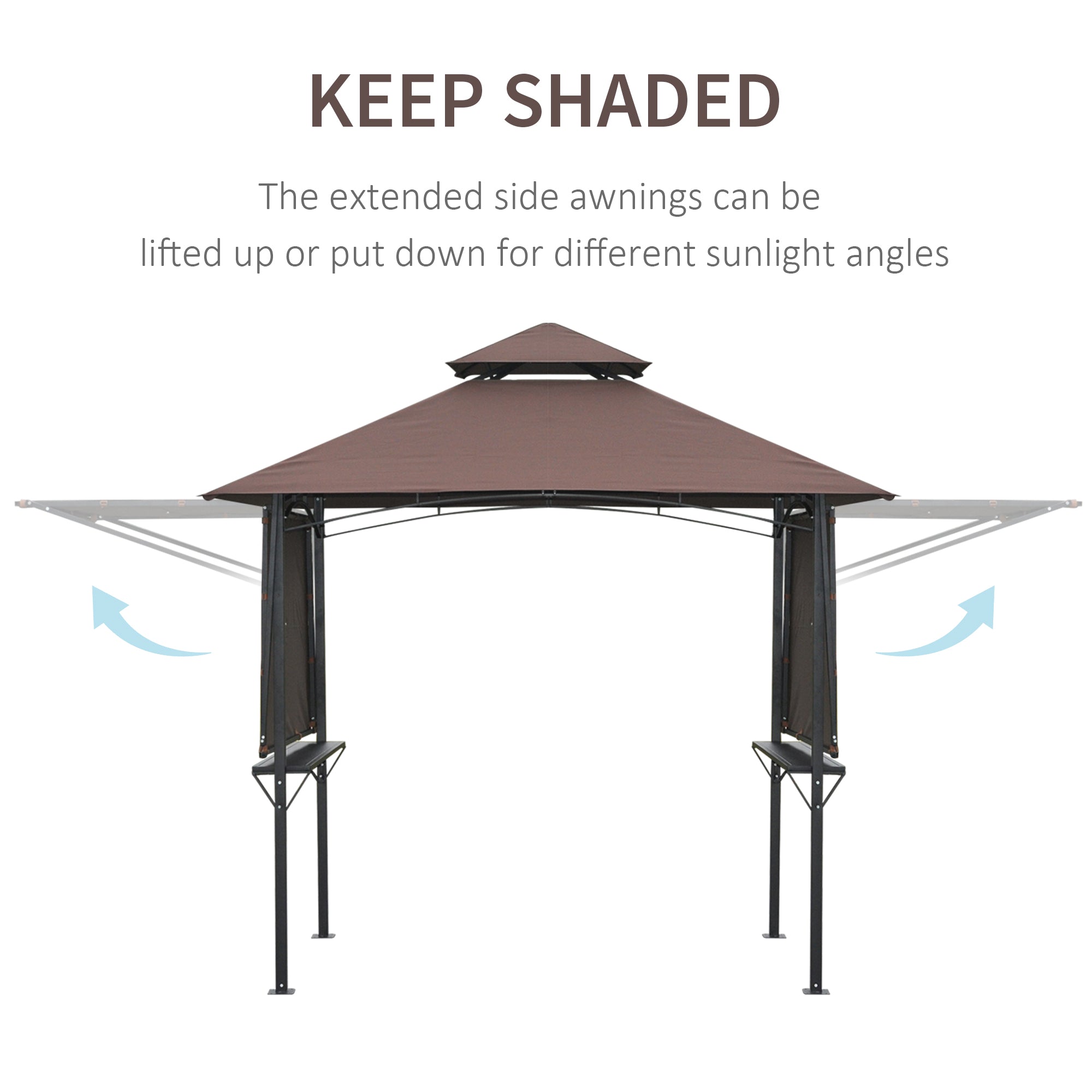 Outsunny 2.5 x 1.5m BBQ Tent Camping Picnic Gazebo Marquee Shelter Portable Waterproof, Coffee