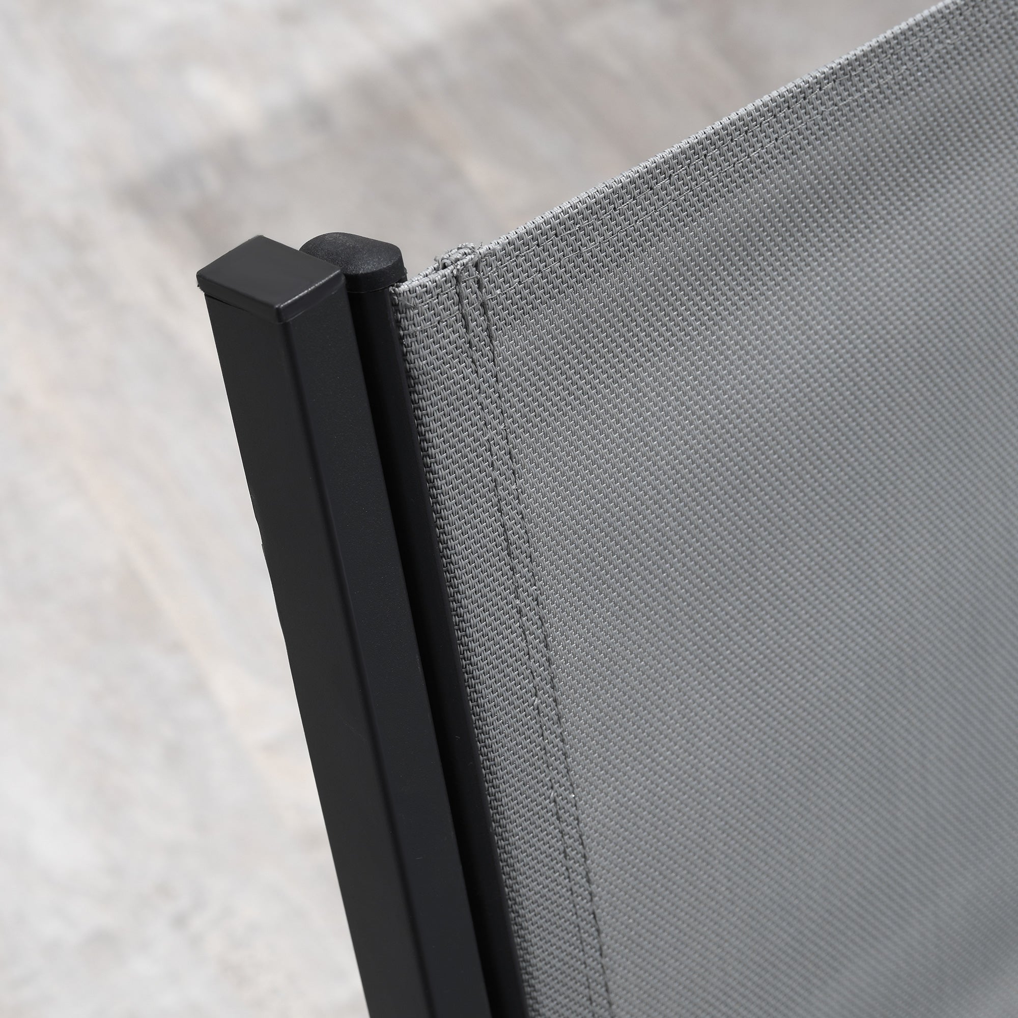 Kozy 7 Pieces Garden Dining Set, 6 Seater Garden Table and Chairs with Parasol Hole, Outdoor Furniture Armchairs and Stone-like Plastic Top Table with Breathable Mesh Fabric Seat, Grey