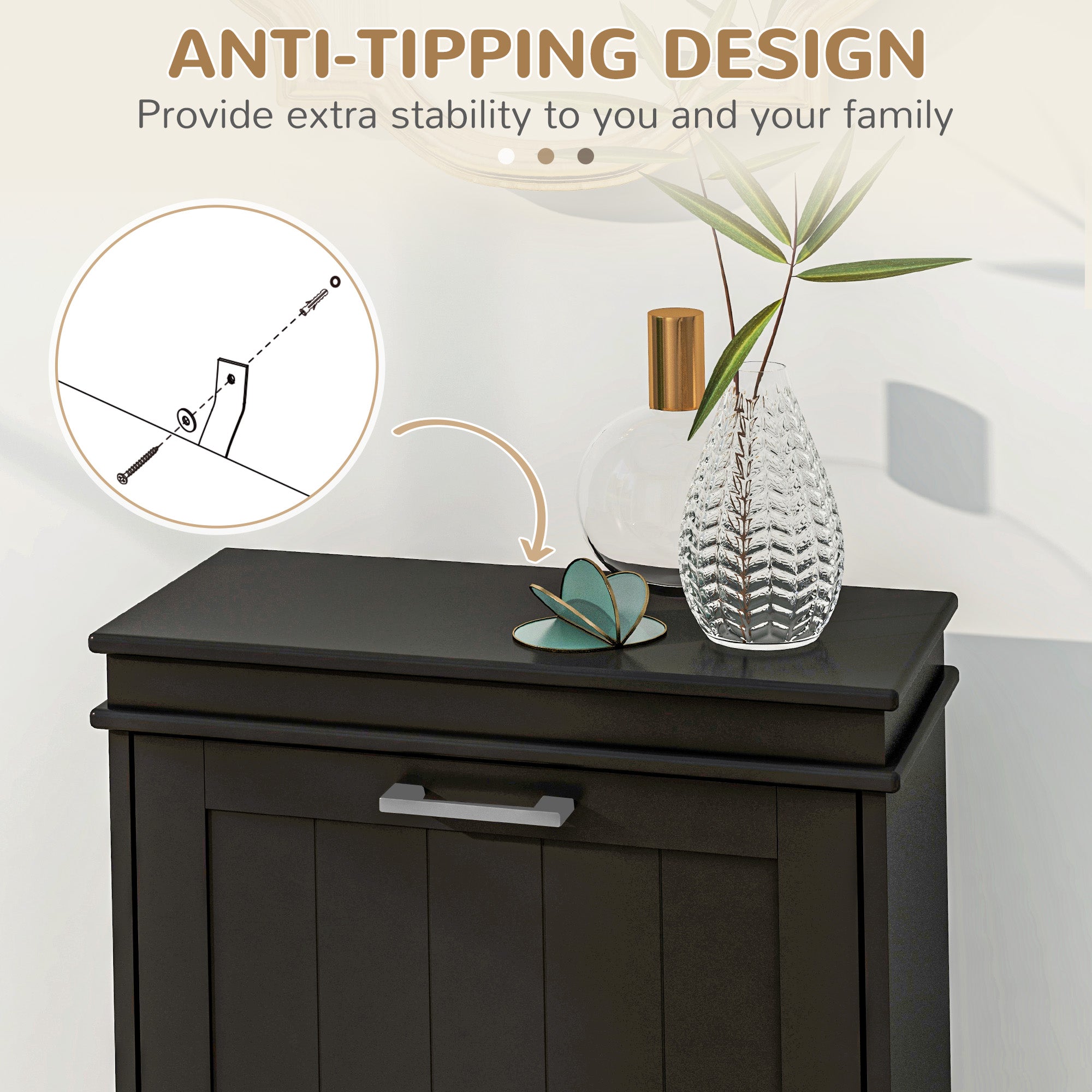 Kozy Two-Drawer Minimalistic 10-Shoe Cabinet - Black