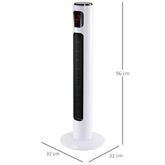 HOMCOM Freestanding 38'' Tower Fan with 3 Speeds, 3 Modes, 12h Timer, 70 Degree Oscillation, LED Panel, Remote Control, White