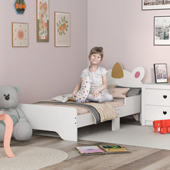 ZONEKIZ Unicorn Toddler Bed, Children's Bedroom Furniture, for Ages 3-6, 143 x 74 x 67 cm, White | Aosom UK
