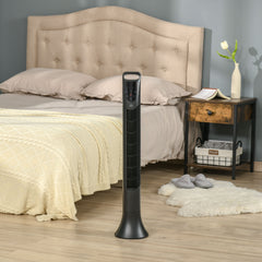 HOMCOM 36'' Tower Fan, Oscillating, 3 Speeds, 3 Modes, 7.5h Timer, LED Display, Remote Control, Black