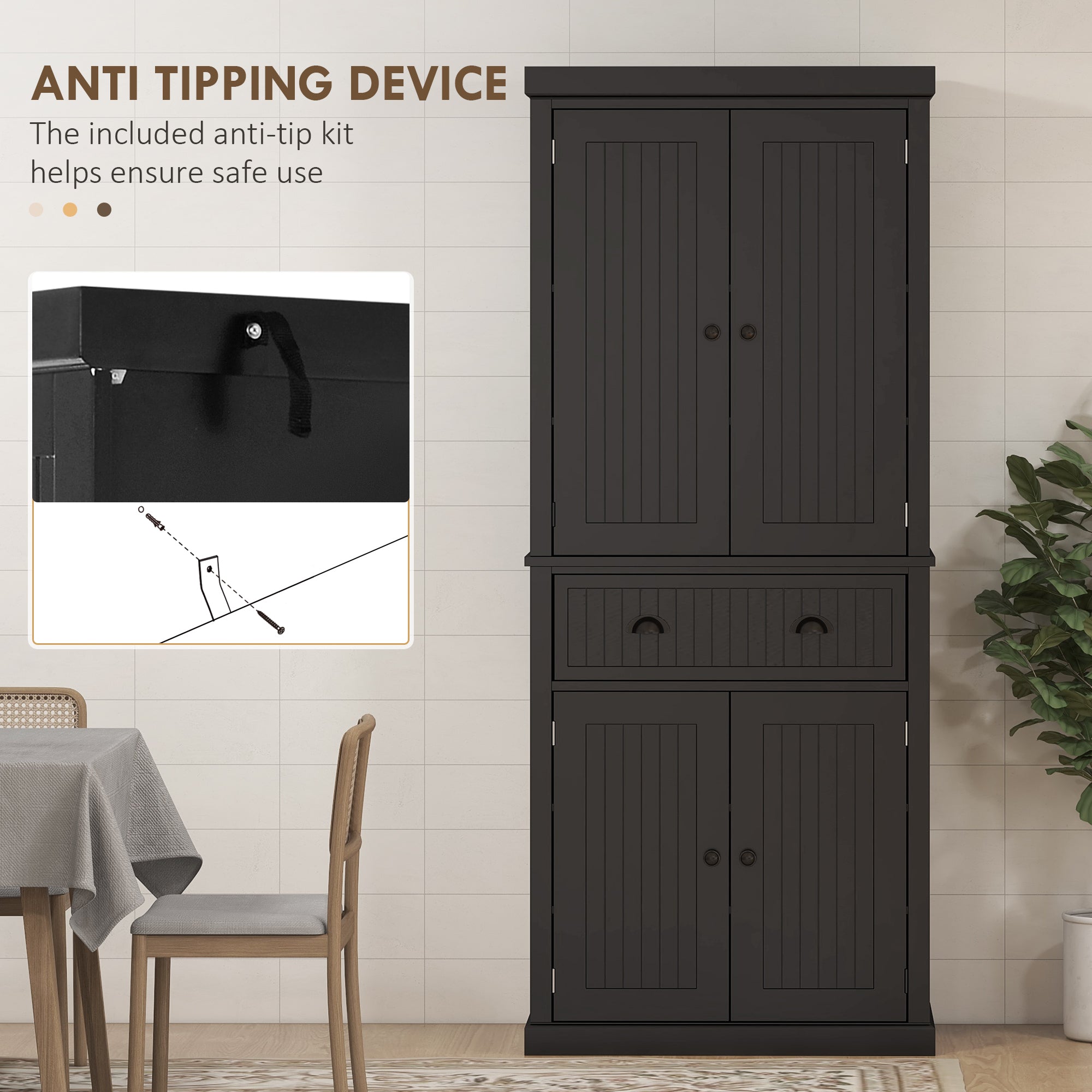 Kozy Freestanding Multi-Storage Kitchen Cabinet - White