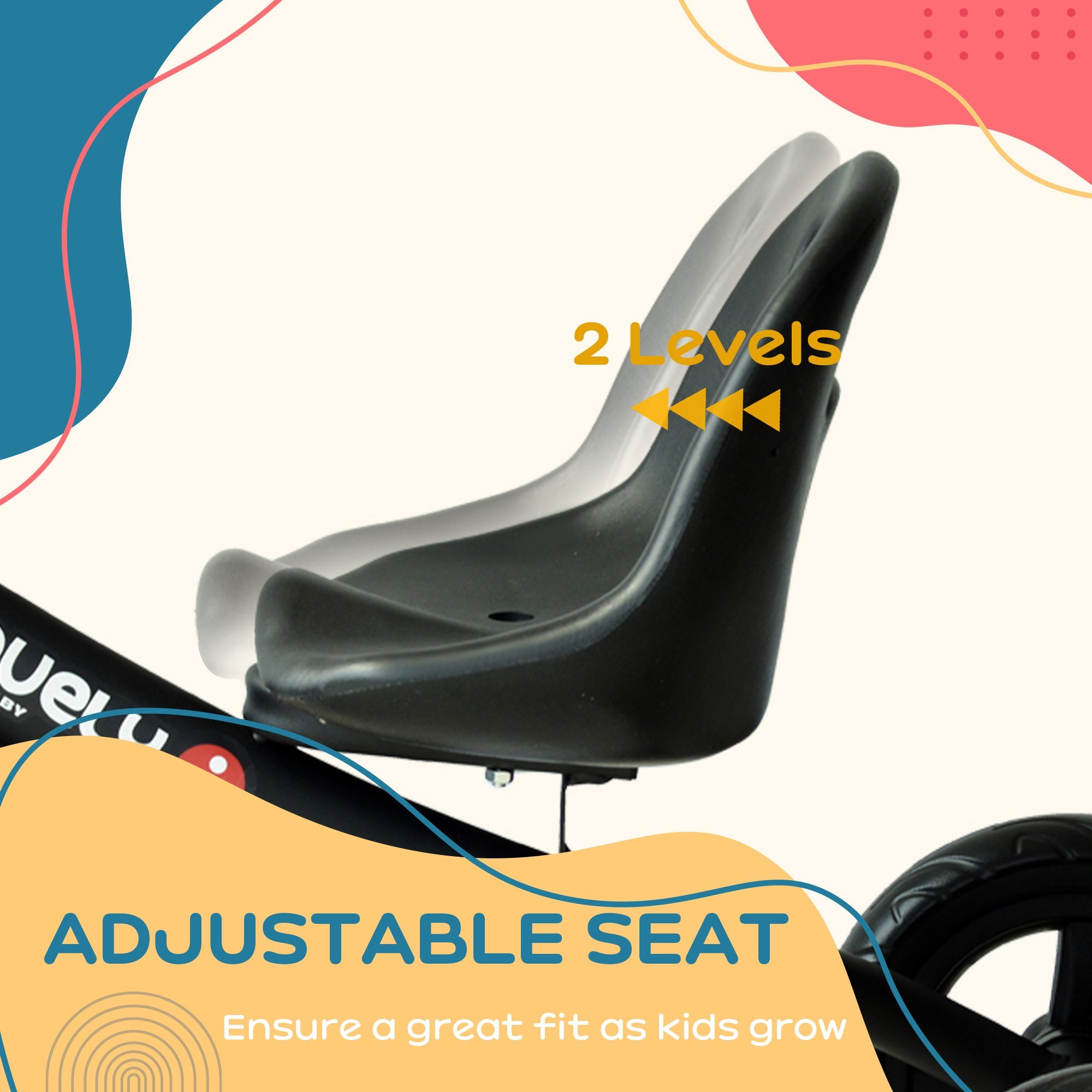 HOMCOM Ride On Tricycle 3 Wheels Plastic Pedal Trike for Kids over 18 Months , Black | Aosom UK