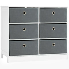 Kozy Chests of Drawer, Fabric Dresser Storage Cabinet with 6 Drawers for Bedroom, Living Room and Hallway, White and Grey