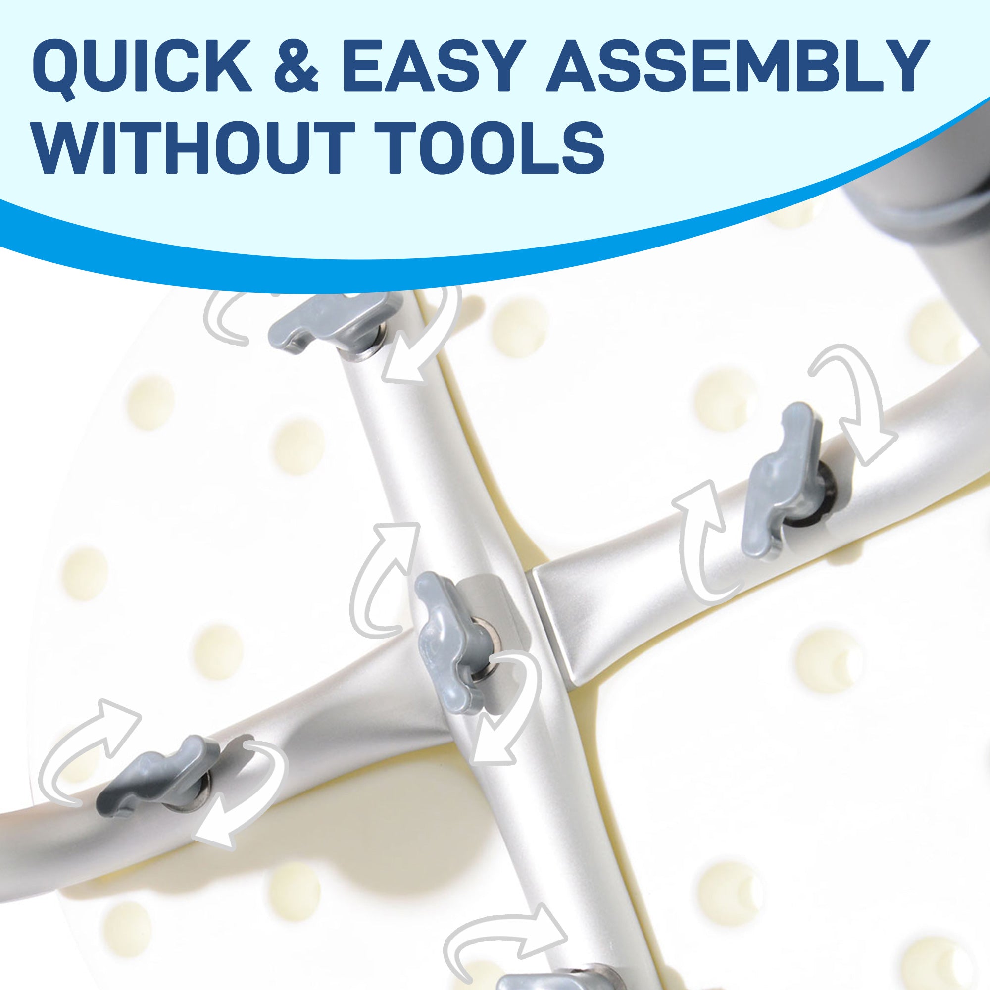 Kozy Shower Chair, Height Adjustable Aluminium Shower Stool with Non-Slip Feet for Disabled, Elderly, White