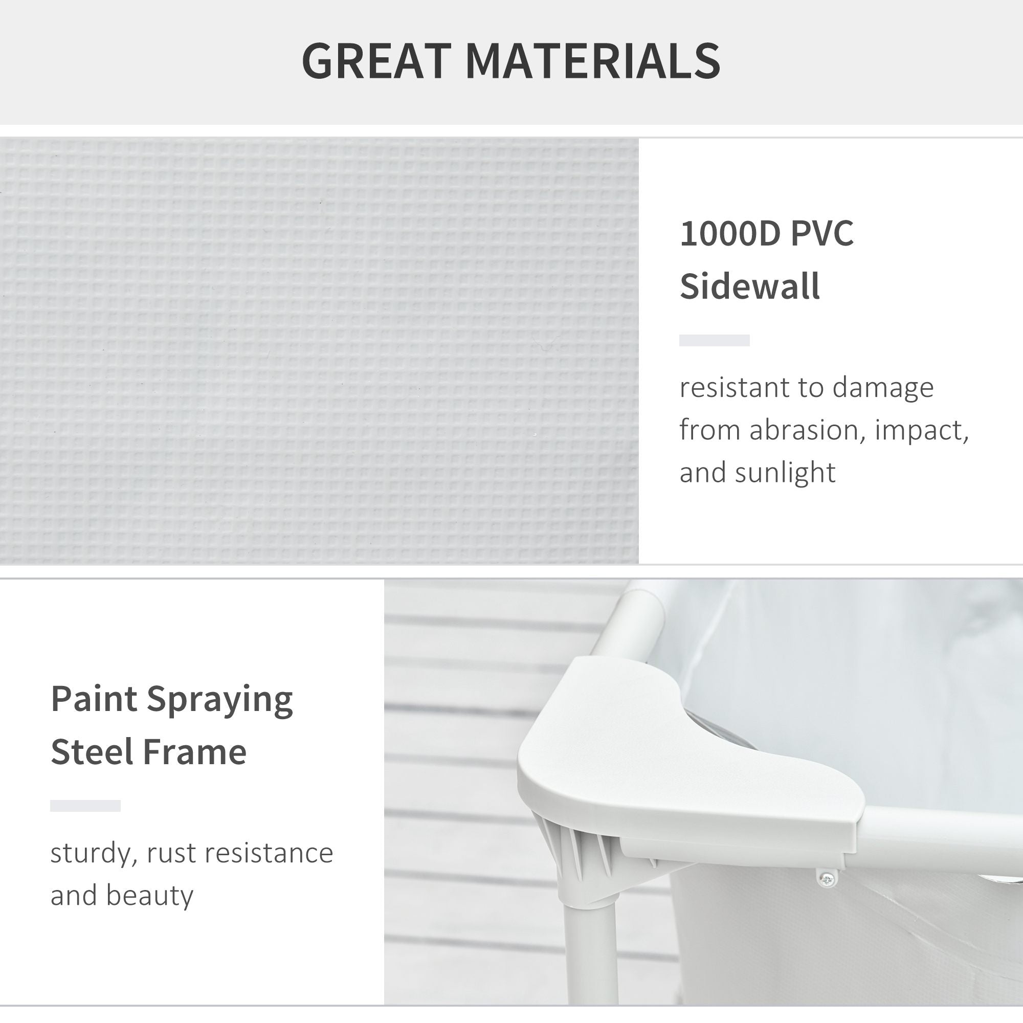 Kozy Steel Frame Pool with Filter Pump, Filter Cartridge, Reinforced Sidewalls Rust Resistant Above Ground Swimming Pool 292 x 190 x 75cm, Grey