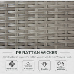 Kozy 3 Pieces Outdoor PE Rattan Sofa Set, Patio Wicker Conversation Chaise Lounge Furniture w/ Tempered Glass Table-top & Soft Padded Cushion for Garden, Backyard, Lawn, Grey