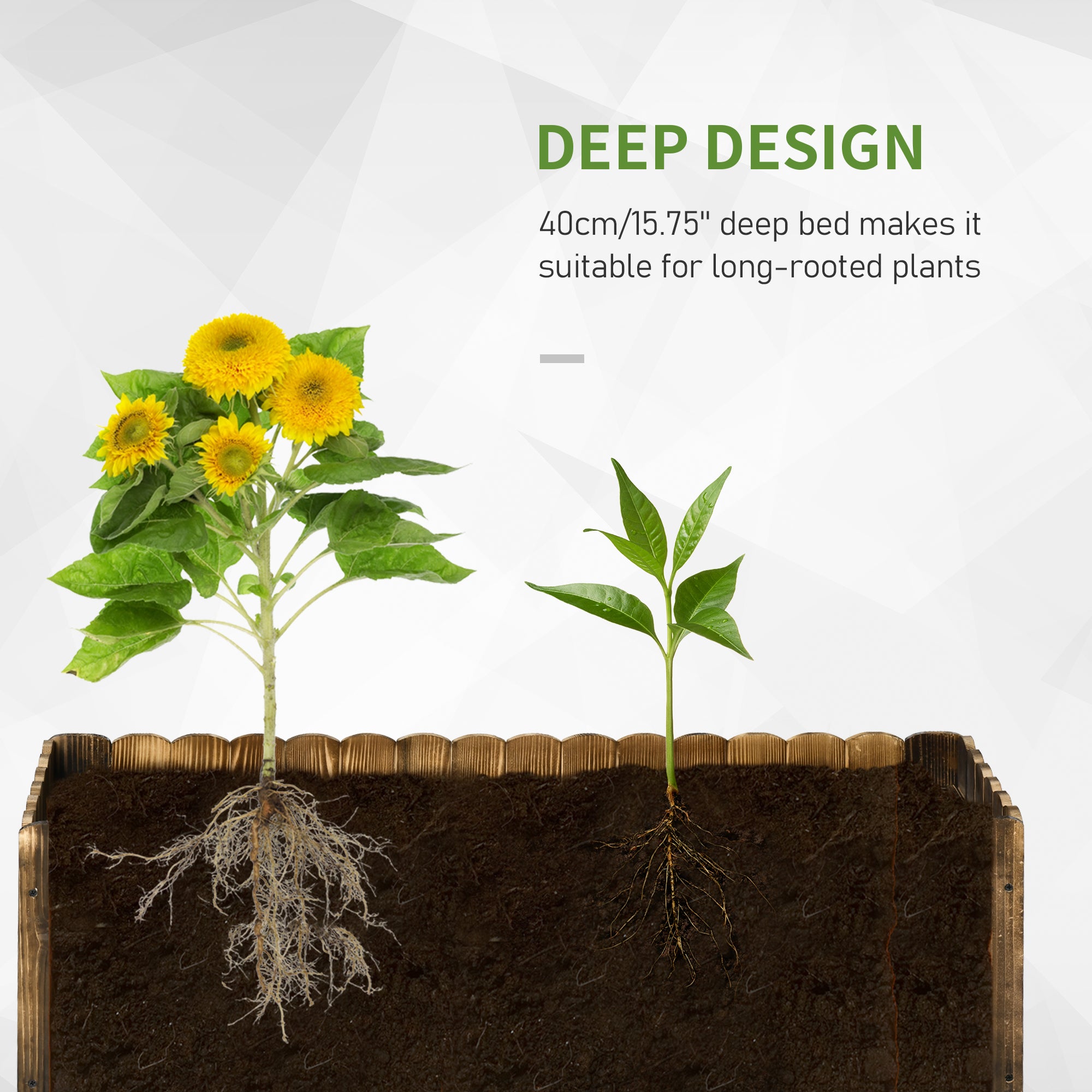 Kozy 172L Raised Garden Bed, Wooden Rectangle Planter Box, Outdoor Herb Vegetable Flower Pot (120L x 40W x 40H cm)