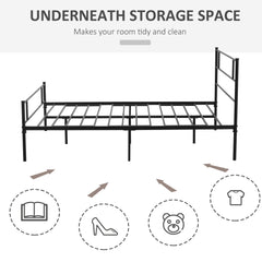 Kozy King Metal Bed Frame Solid Bedstead Base with Headboard and Footboard, Metal Slat Support and Underbed Storage Space, Bedroom Furniture, Black