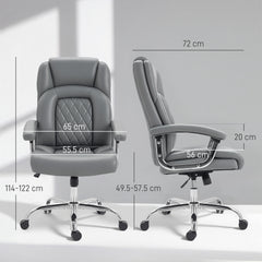 Kozy Big and Tall Office Chair 180kg with Spring Cushion, PU Leather - Grey