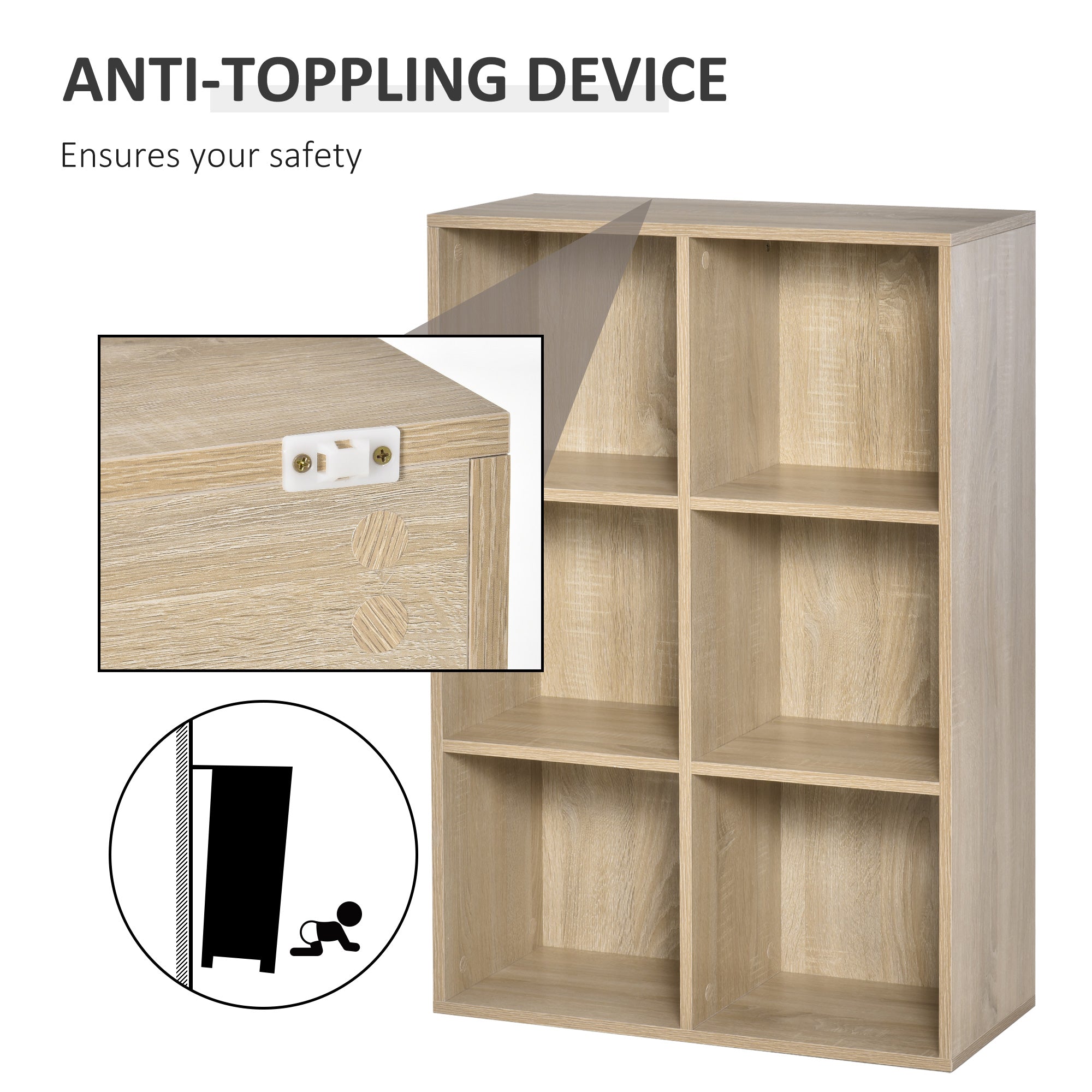 Kozy Six-Cube Bookcase - Oak Wood Effect