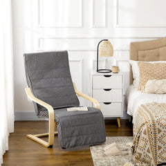 HOMCOM Reclining Lounger: Adjustable Footrest & Removable Cushion for Relaxed Lounging, Dark Grey