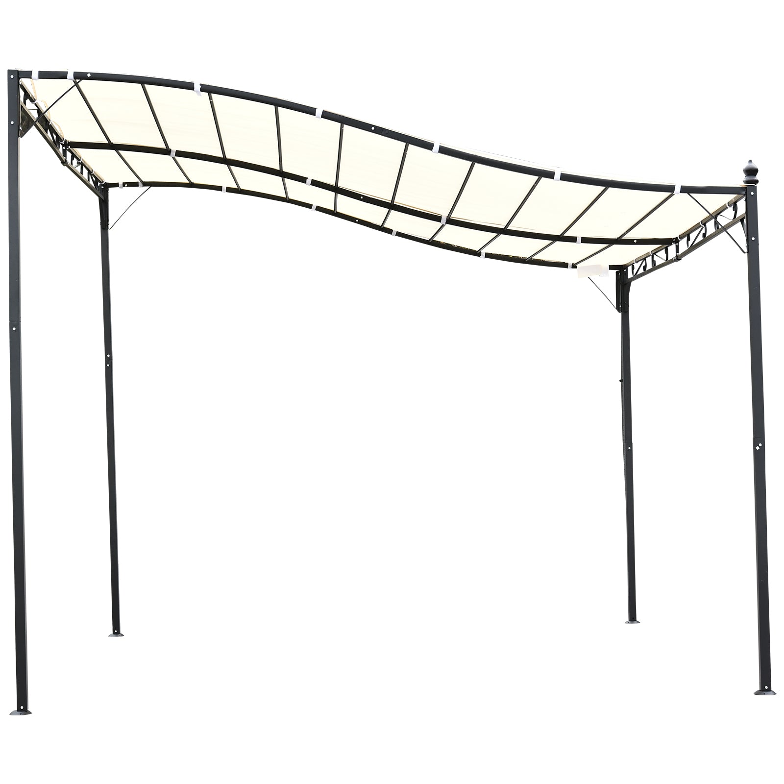 Outsunny Elegant Pergola Gazebo Metal Frame Elegant Scrolling Weather