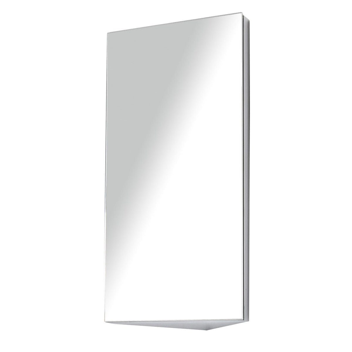 HOMCOM Stainless Steel Mirrored Cabinet: Corner-Mounted Bathroom Organiser with Single Door, 300mm Width | Aosom UK