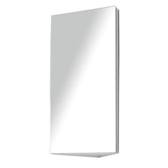 HOMCOM Stainless Steel Mirrored Cabinet: Corner-Mounted Bathroom Organiser with Single Door, 300mm Width | Aosom UK