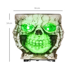 Kozy - 14cm 5.5" Skeleton Candy Bowl Outdoor Halloween Decoration, Halloween Prop with Sound Activated, Light Up Eyes, Sound Effects for Haunted House