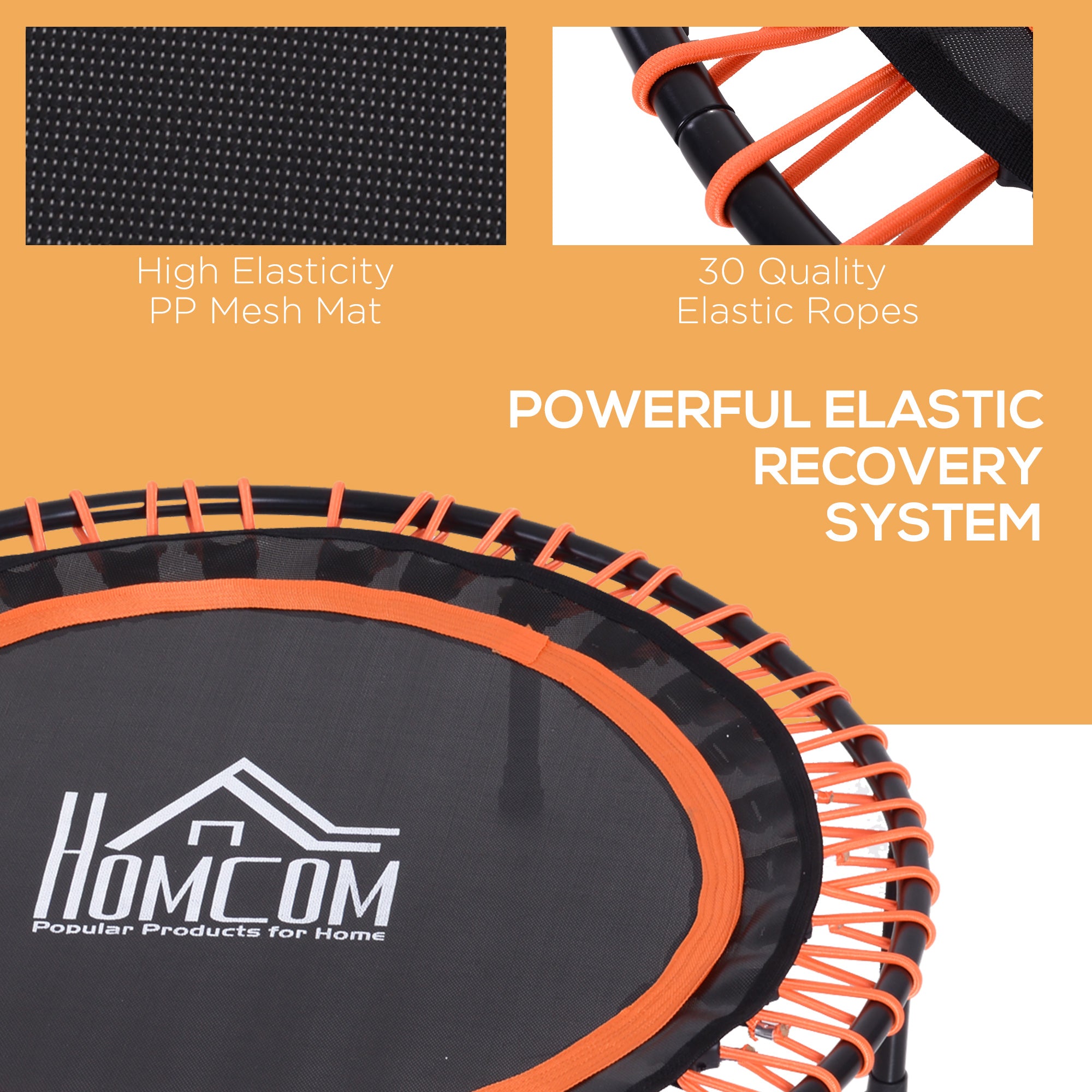 HOMCOM Mini Round Trampoline Aerobic Exercise Bungee Rebounder Jumper