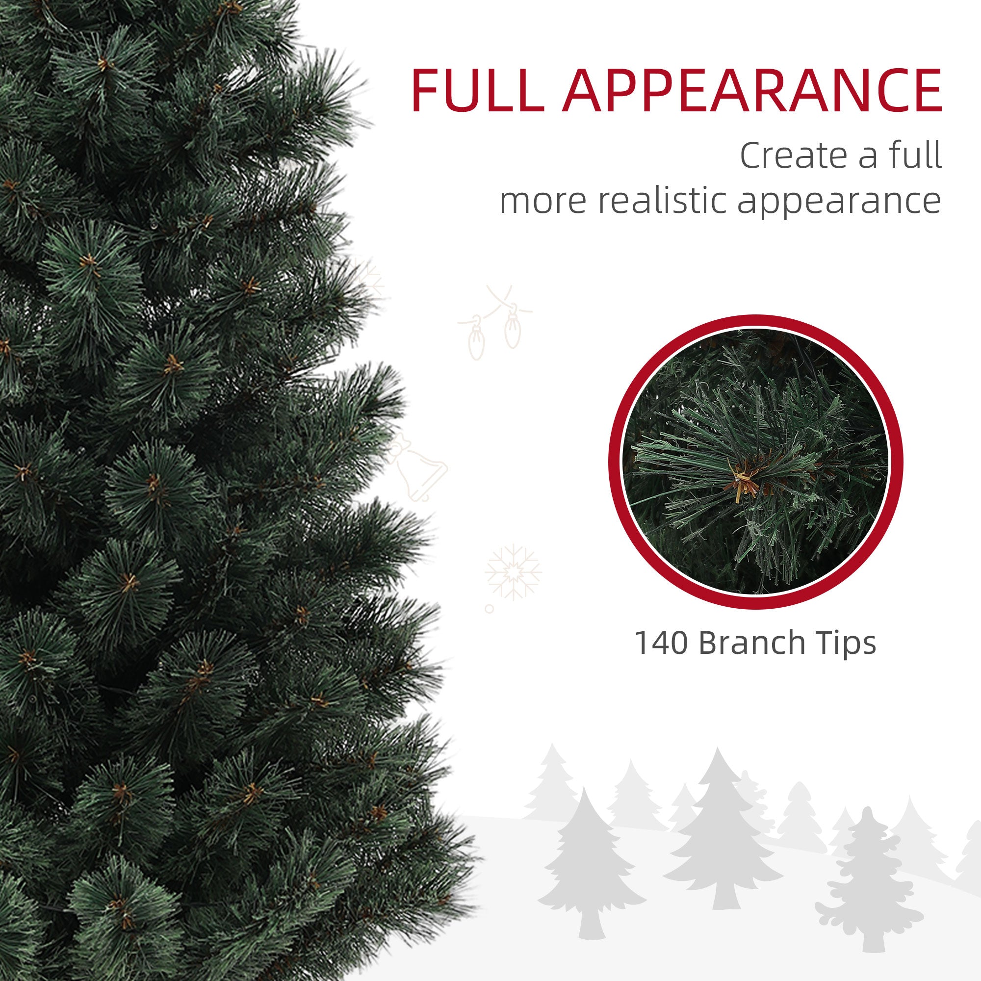 Kozy - 4ft Artificial Christmas Tree with 80 Warm White LED Lights, 8 Modes and Remote, Realistic Xmas Tree with Square Stand for Party Decoration, Green