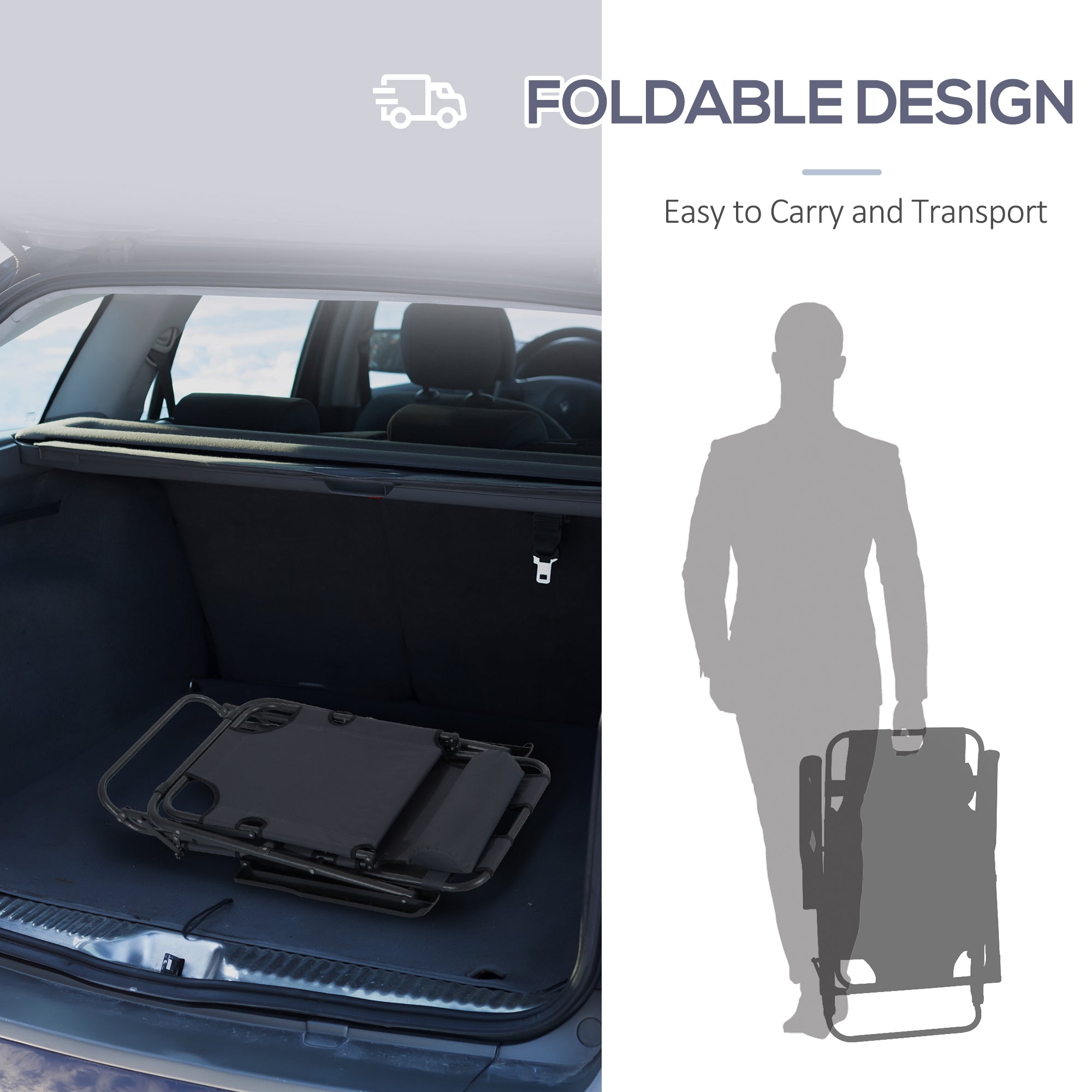 Kozy 2 in 1 Folding Sun Lounger Reclining Garden Chair with 2-Level Adjustable Backrest, Outdoor Zero Gravity Recliner Garden Chair with Head Pillow and Armrests, Grey