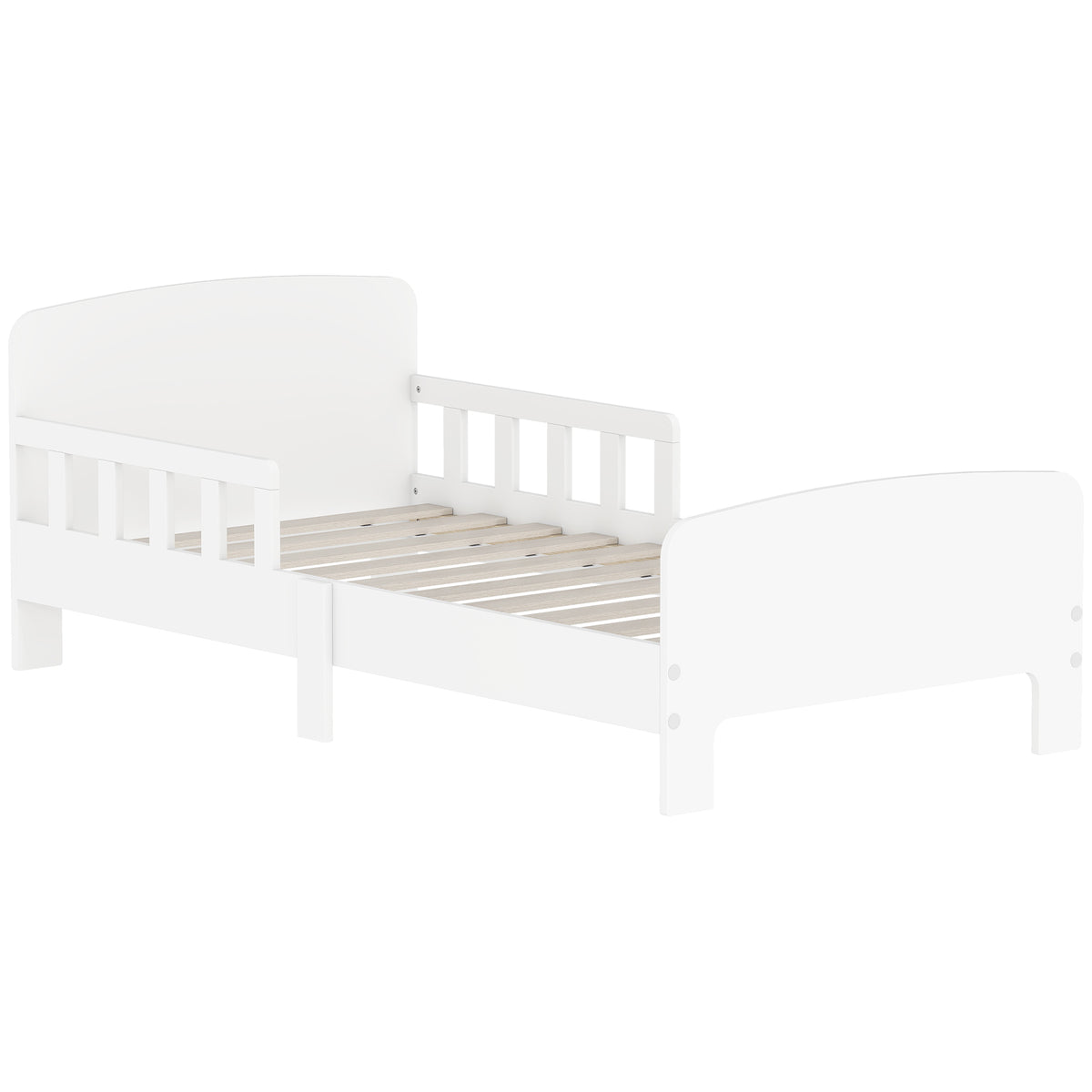 Kozy Toddler Bed, Kids Bed Frame with Safety Side Rails, Kids Bedroom Furniture for Ages 3-8 Years, White