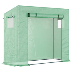 Outsunny Garden Greenhouse with PE Plant Cover, Windows and Zipper Door for Fruit and Veg 198L x 77W x 149-168H cm | Aosom UK