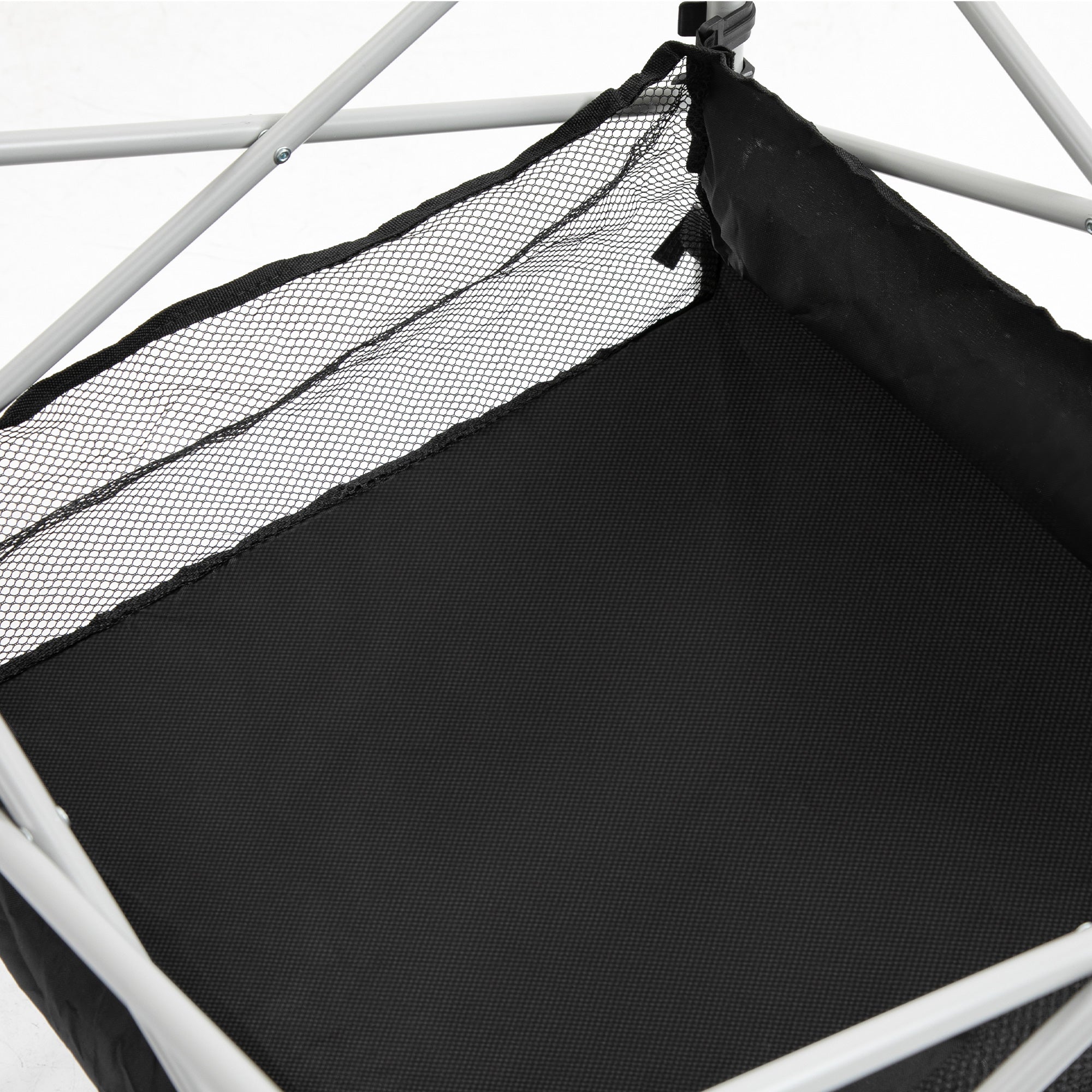 Kozy Portable Camping Table w/ Mesh Bag & Steel Frame Hiking Furniture Desk, Silver Black