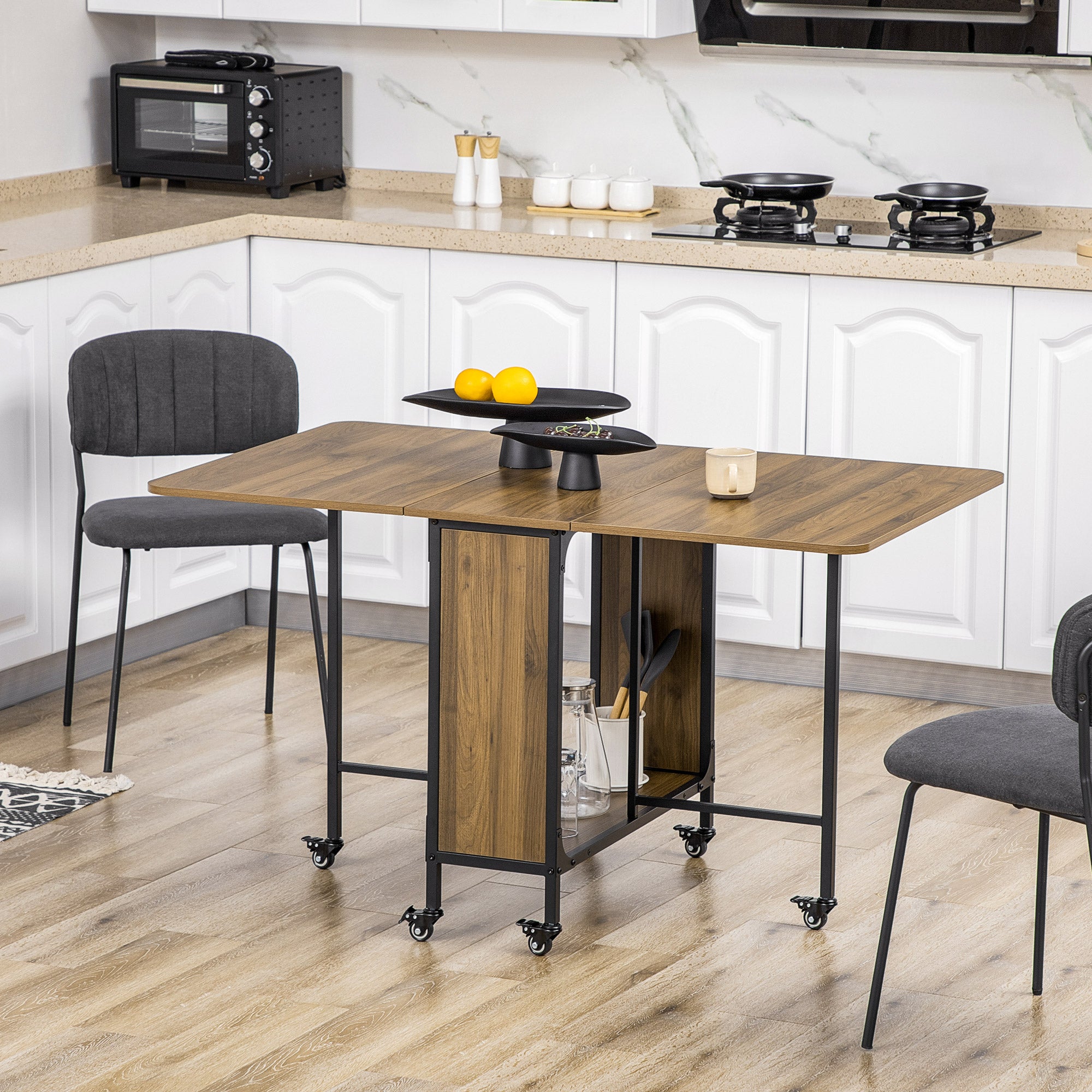 Kozy Six-Person Drop Leaf Dining Table - Brown/Black