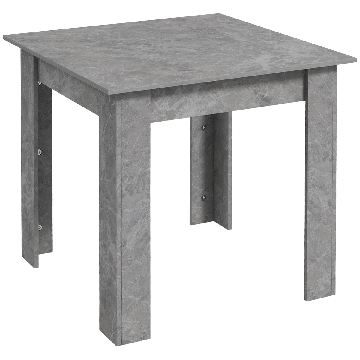 Kozy Square Dining Table, Modern Small Dining Table with Faux Cement Effect, Space Saving, Non-slip Foot Pads, Cement Grey