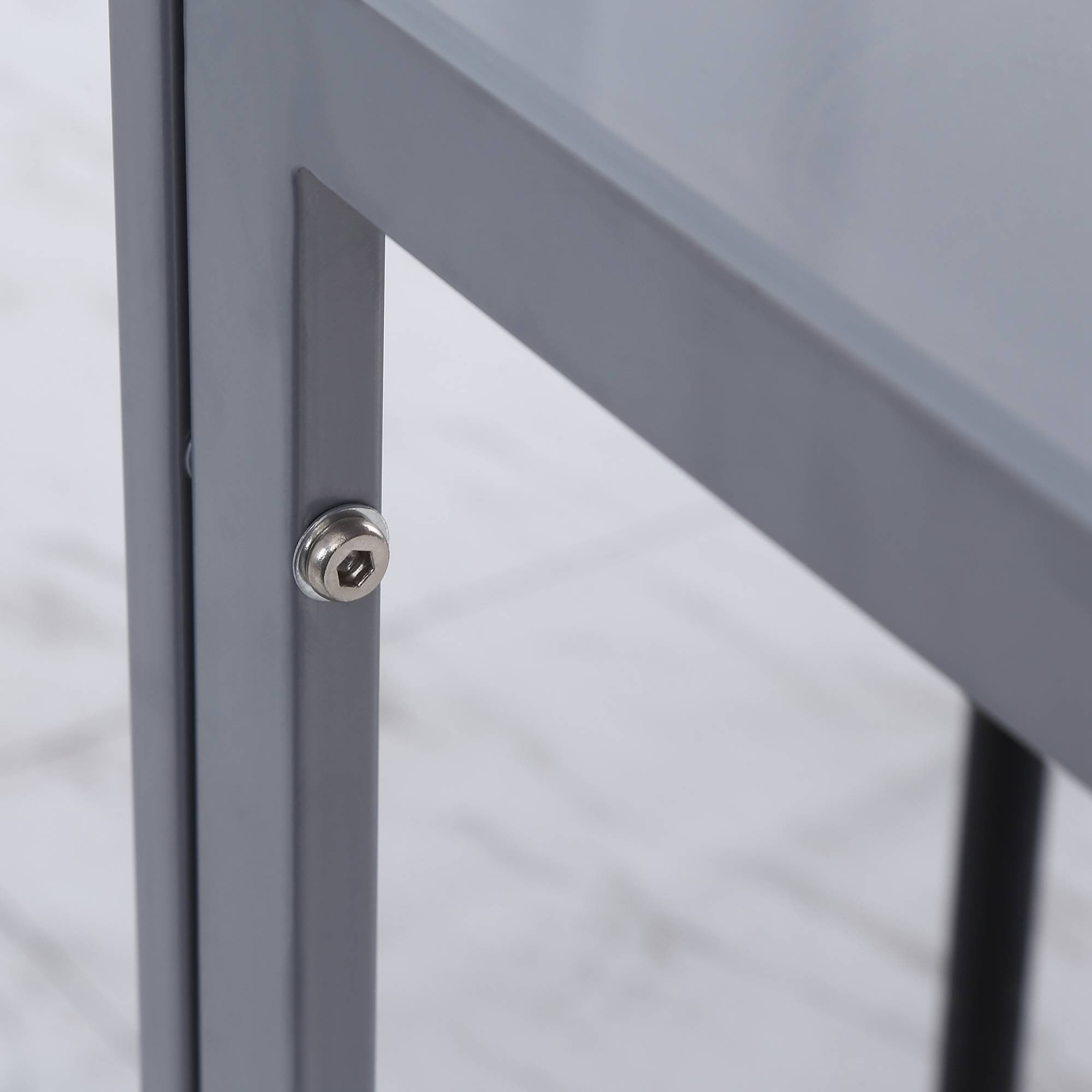 Kozy Modern Square Dining Table for 2-4 People, with Glass Top & Metal Legs for Dining Room, Living Room, Grey