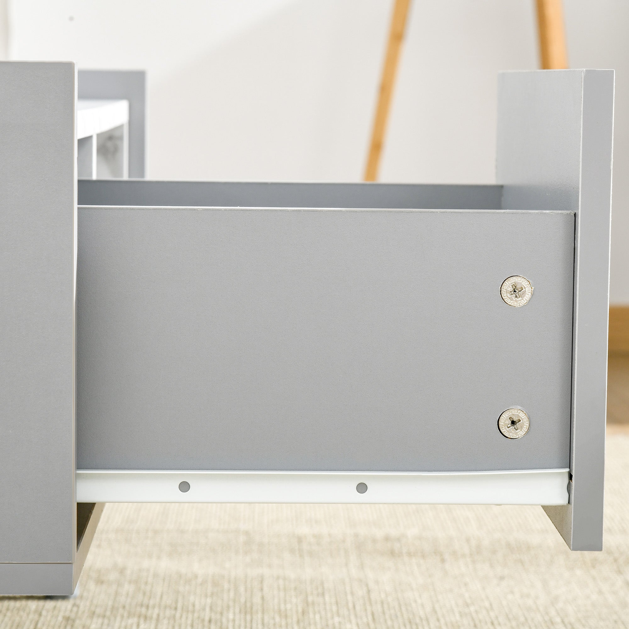 Kozy White Coffee Table with Faux Marble Top, 2-Tier Wood Center Table Sofa Table with Storage Drawer and Shelf for Home Living Room Reception Room