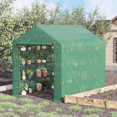 Kozy Walk-in Greenhouse with 4 Tier 24 Shelves, Portable Grow House with Roll-up Zipped Door, 244 x 180 x 210cm, Green