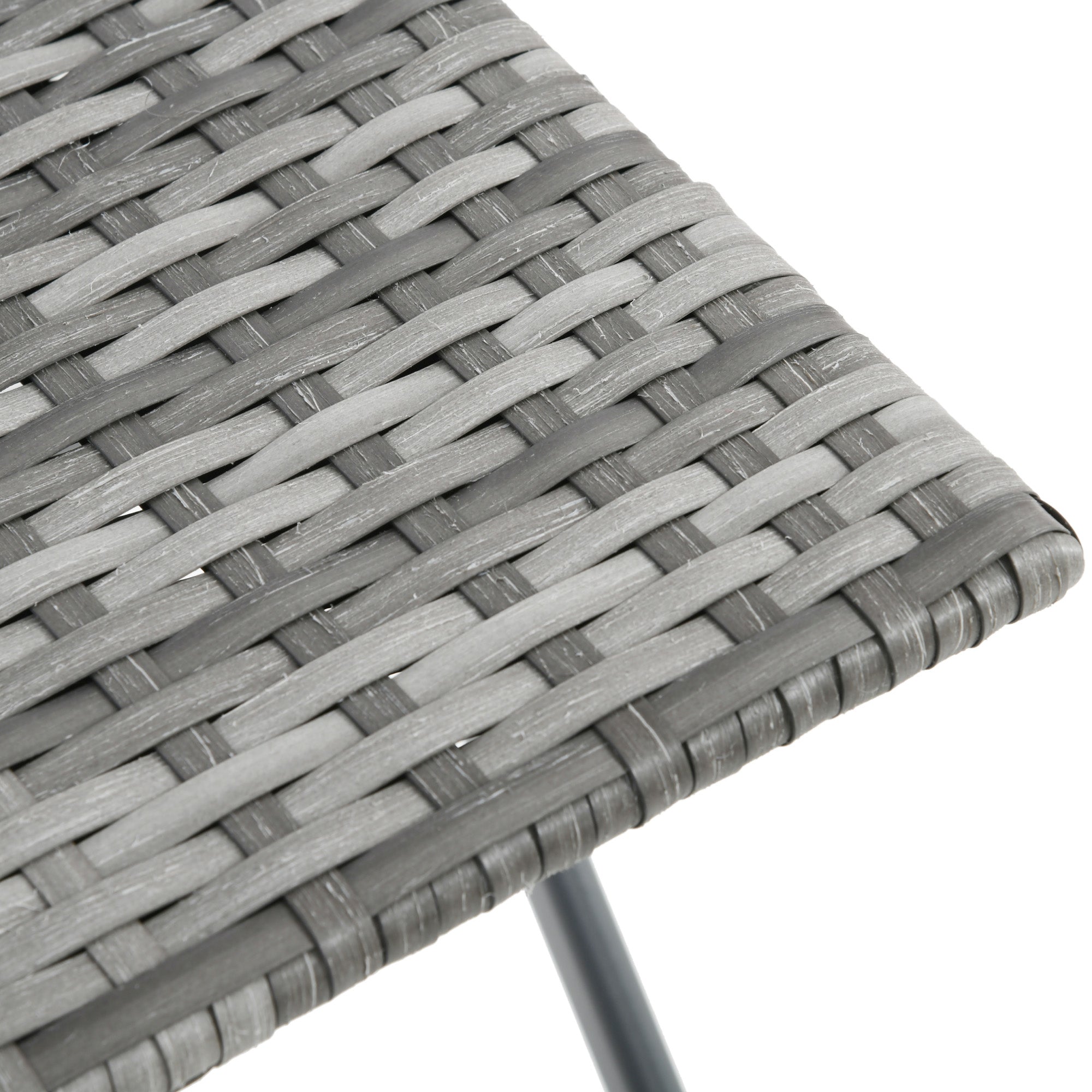 Kozy 2-Seater Chair Bistro Set Garden Patio Table & Chair Black Rattan Furniture Grey