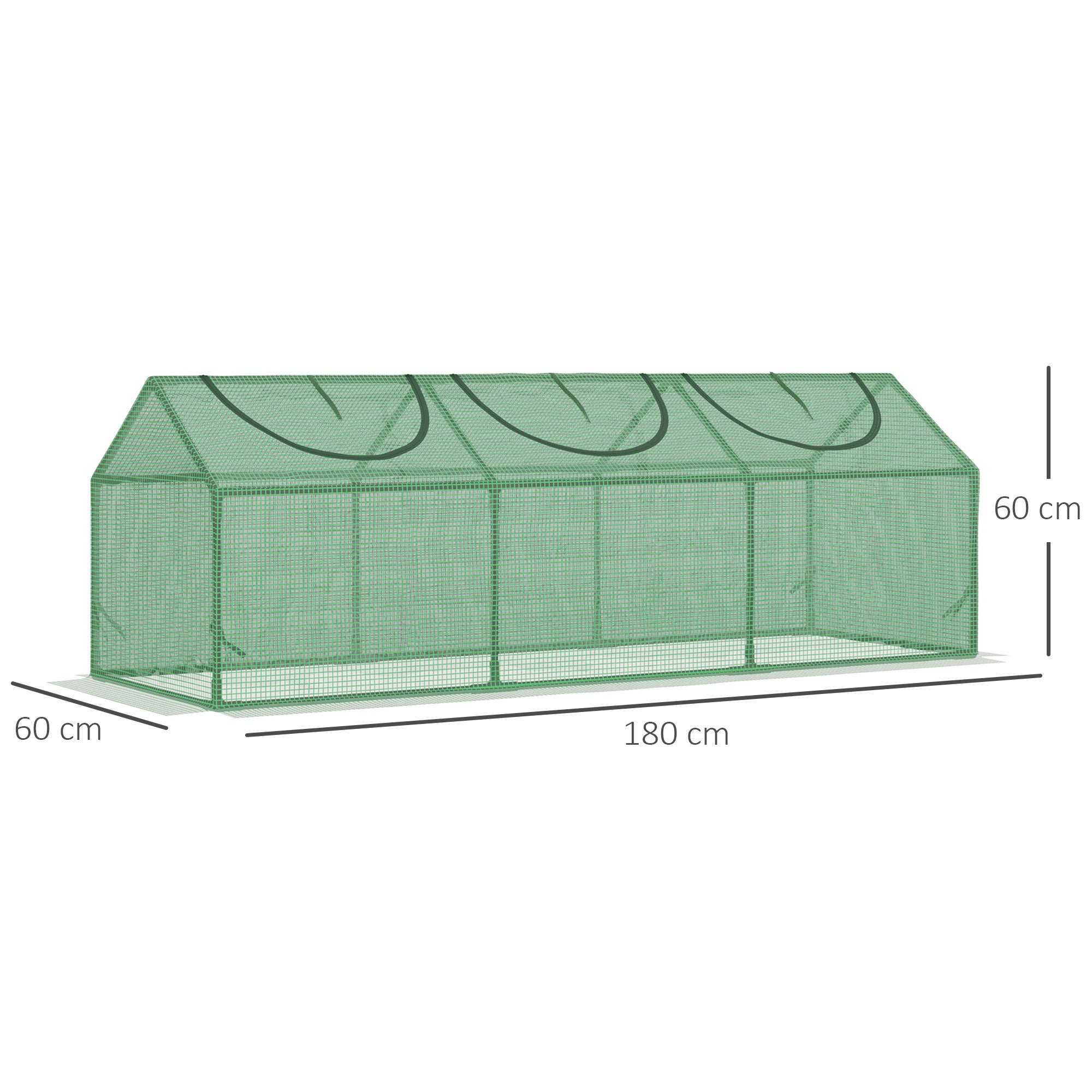Kozy Mini Greenhouse, Small Plant Grow House for Outdoor with Durable PE Cover, Observation Windows, 180 x 60 x 60 cm, Green