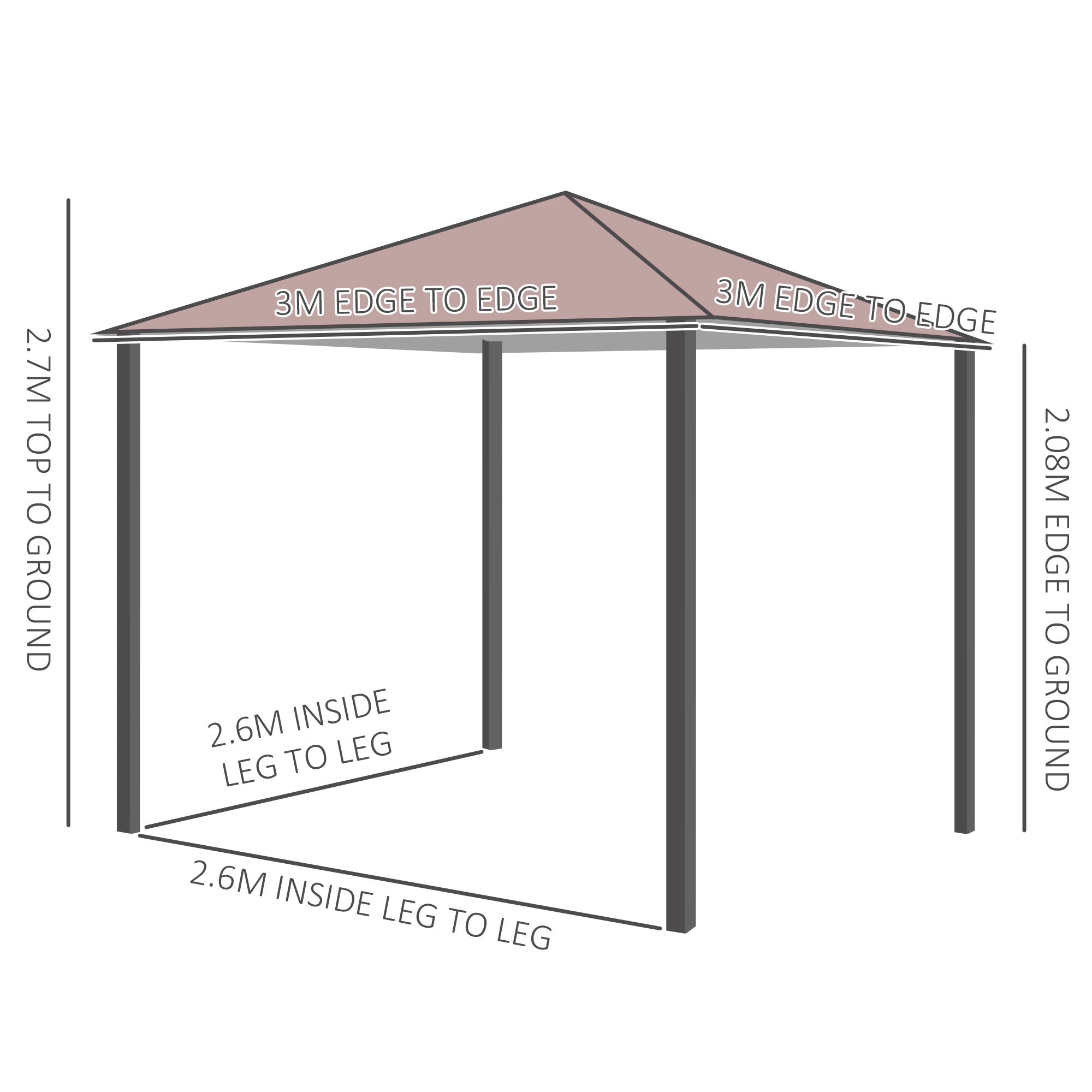 Outsunny 3x3 m Gazebo Pavilion