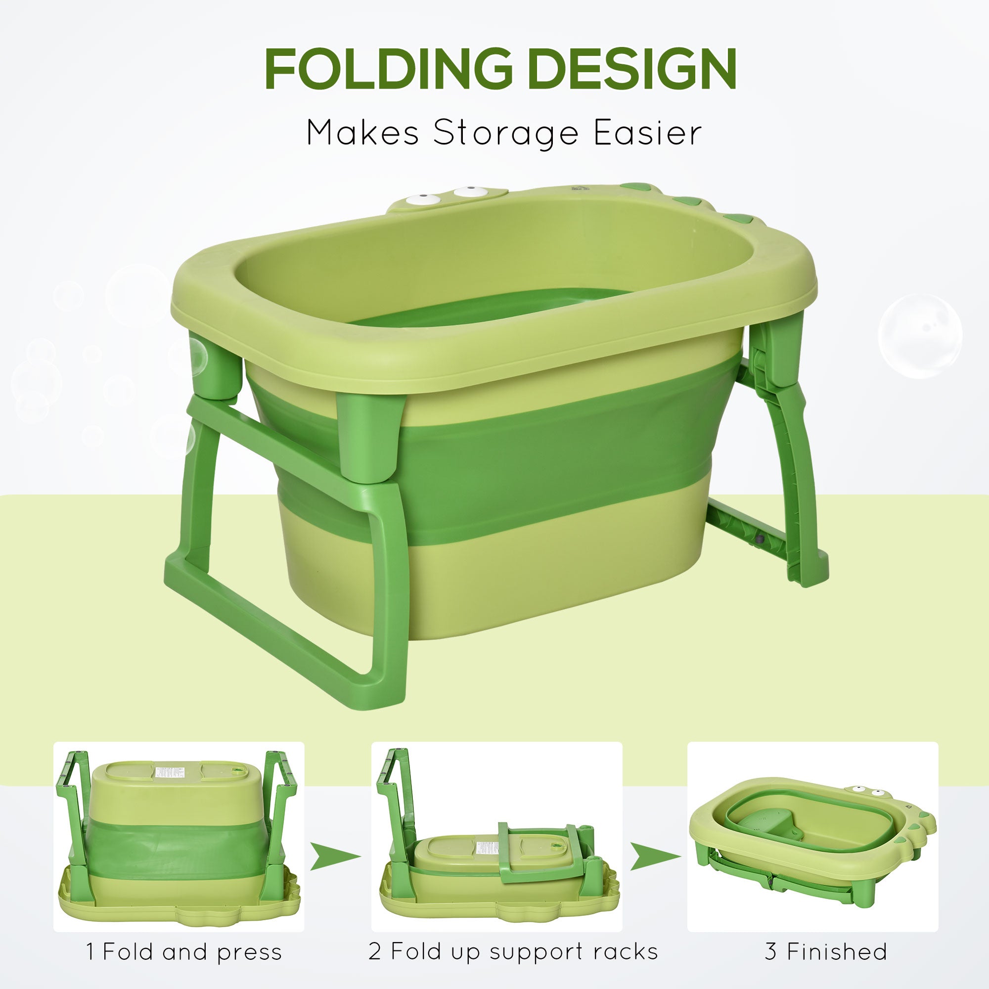 Kozy Baby Bathtub for 0-6 Years Collapsible Non-Slip Portable with Stool Seat for Newborns Infants Toddlers Kids - Yellow