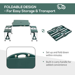 Outsunny Folding Camping Table with Stools Set Aluminum Bench Picnic Garden Party BBQ Portable