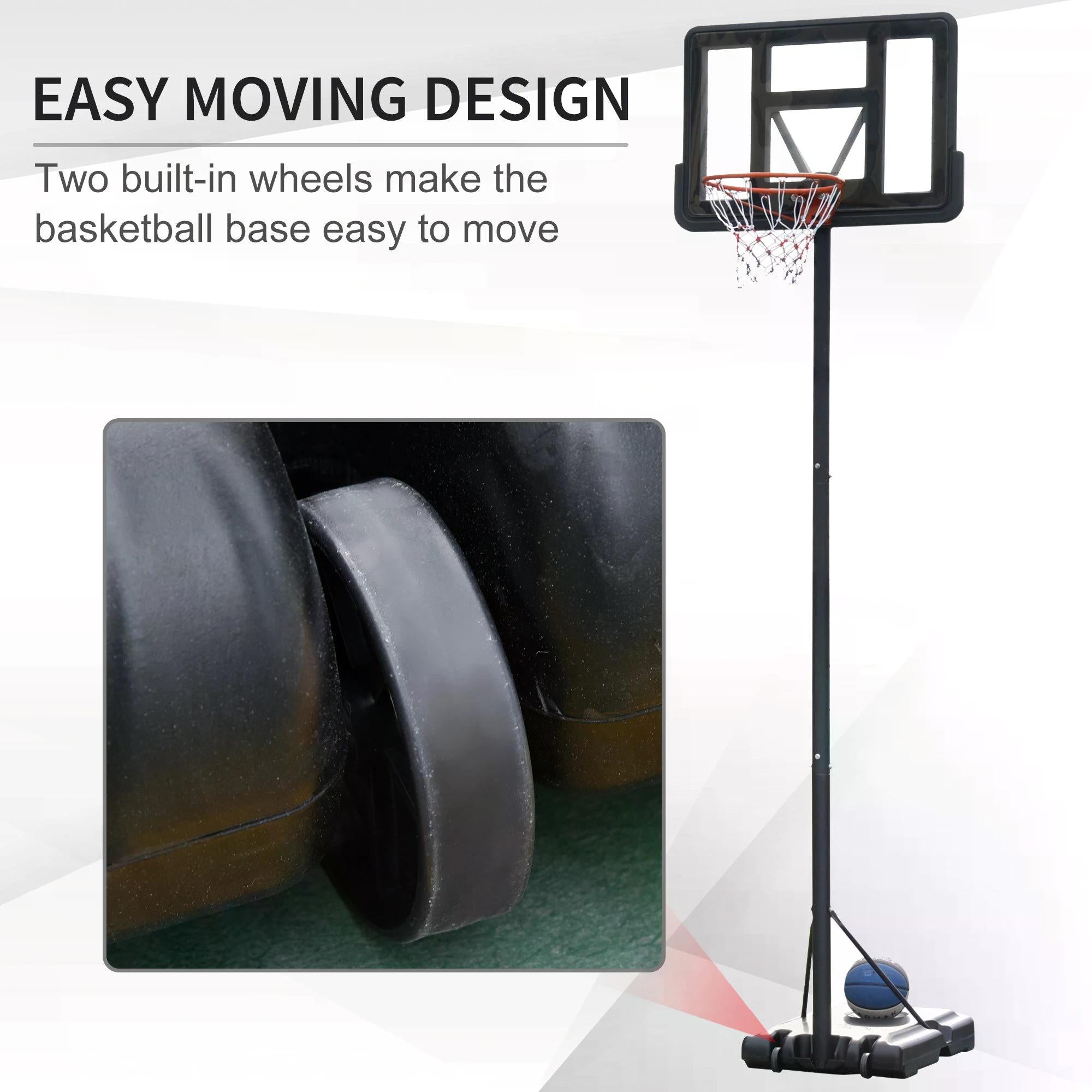 Kozy Portable Basketball Hoop Stand 231-305cm Height Adjustable w/ Moving Wheels