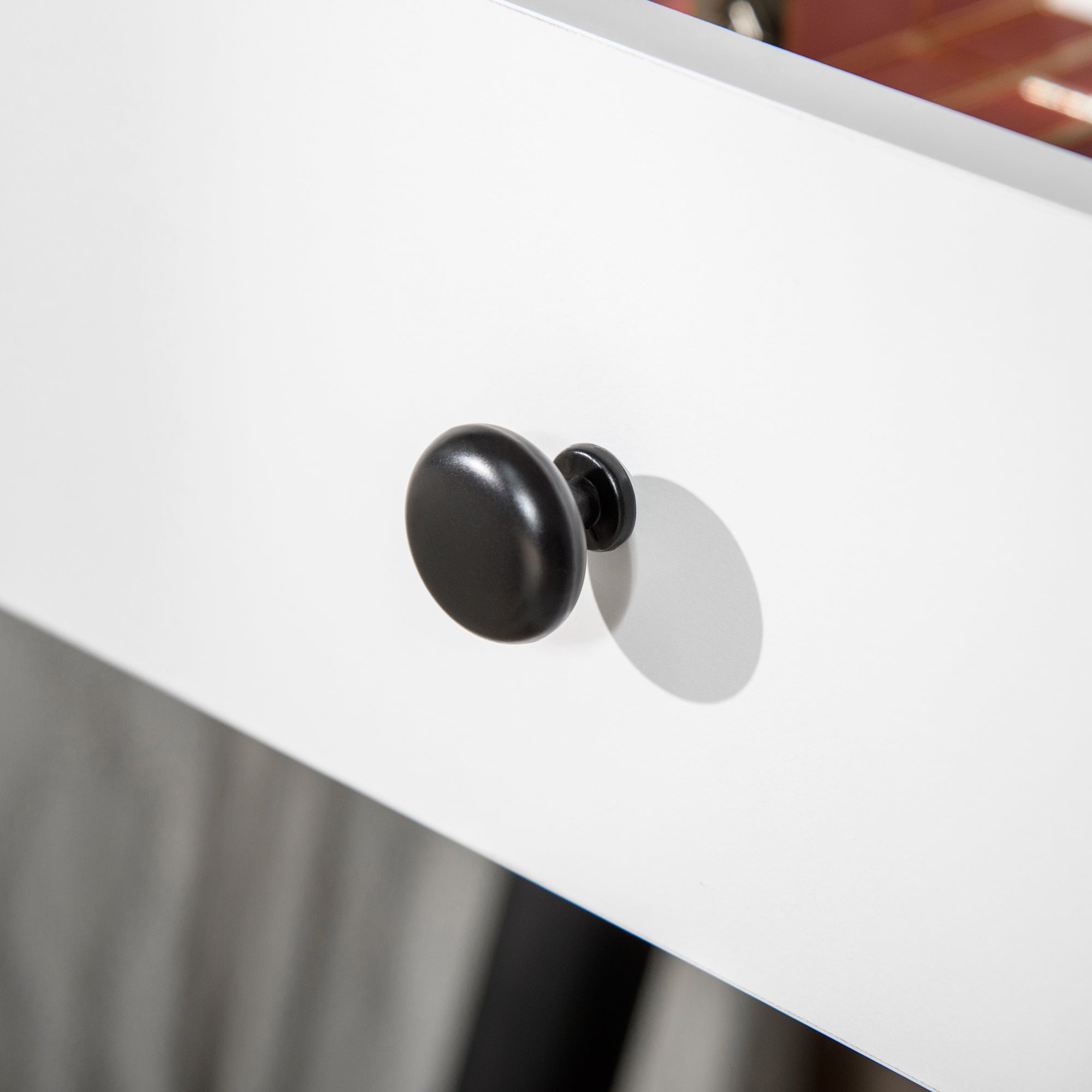 Kozy Dressing Table Set with Mirror and Stool, Vanity Makeup Table with 3 Drawers and Open Shelves for Bedroom, Living Room, White