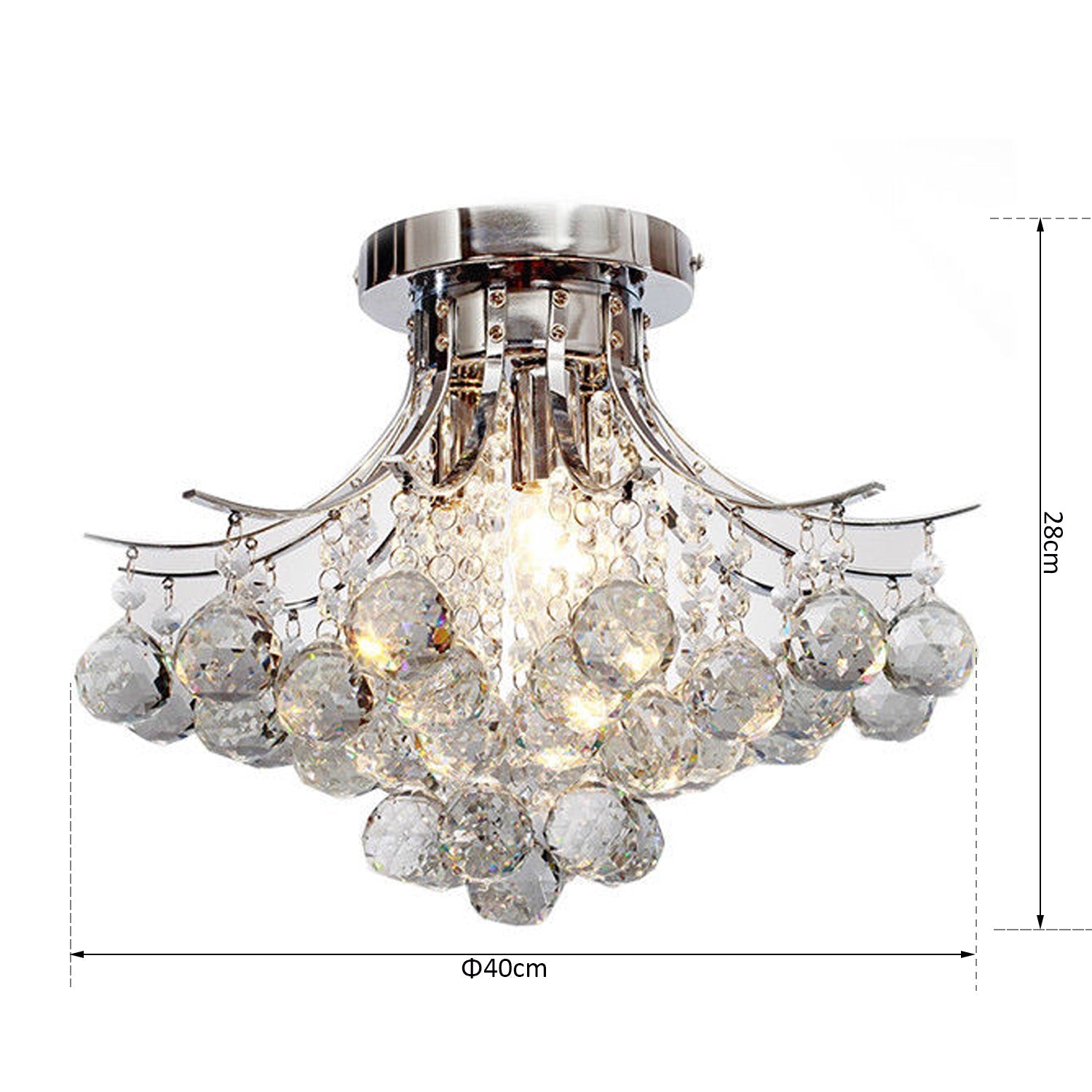 HOMCOM Crystal Chandelier w/ K9 Crystal Droplets, 3 Lights Mordern Style Ceiling Lamp for Living Room, Bedroom, Dining Room, Transparent | Aosom UK