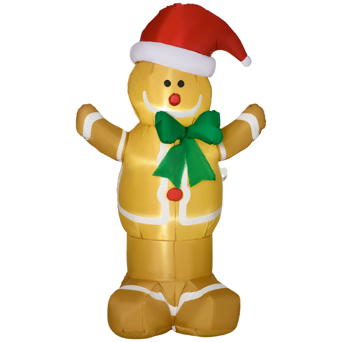 Kozy 6ft Christmas Inflatable Gingerbread Man & Santa Hat Safe Outdoor Decoration w/ Accessories