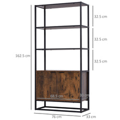 Kozy Industrial Bookshelf, Storage Shelf, Large Bookcase with 3 Open Shelves, Multifunctional Rack for Living Room, Office, Rustic Brown and Black