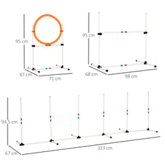 Kozy 3 Piece Pet Agility Training Equipment Dog Play Run Jump Obedience Training Set Adjustable (Pole + Hoop + Hurdle)